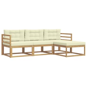 vidaXL Ensemble de canapés d'extérieur 4 pc Blanc et crème Polyester