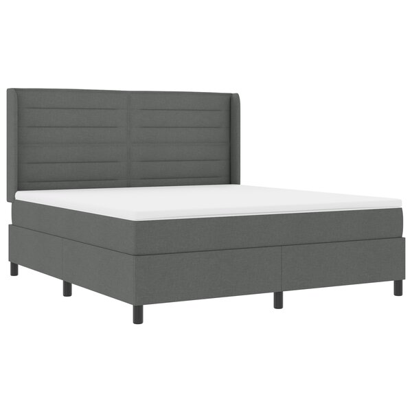 vidaXL Lit à ressort avec matelas et LED Gris foncé 180x200 cm Tissu