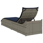 vidaXL Chaise longue pliante coussin et rangement gris résine tressée