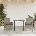 vidaXL Chaises de jardin avec coussins lot de 2 gris résine tressée