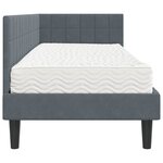 vidaXL Cadre de lit d'angle avec matelas 2 Pièces Gris Velours
