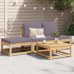 vidaXL Salon de jardin 4 Pièces avec coussins Bois d'acacia solide