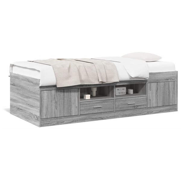 vidaXL Lit de jour avec tiroirs sans matelas sonoma gris 100x200 cm