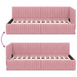 vidaXL Cadre de lit d'angle Rose 100 x 200 cm Velours