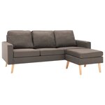 vidaXL Canapé à 3 places avec repose-pied Taupe Tissu