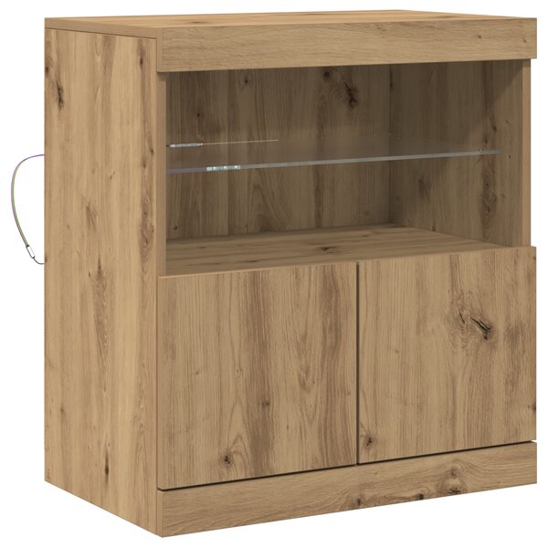 Buffet vidaXL avec lumières LED Chêne Artisan 60x37x67 cm