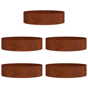 vidaXL Anneau de jardinière 5 Pièces Marron 80 x 80 x 20 cm Acier patiné