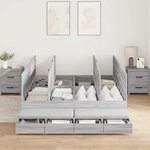 vidaXL Cadre de lit avec rangement Sonoma gris 236 5 x 160 x 31 5 cm