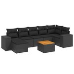 vidaXL Salon de jardin 8 Pièces avec coussins noir résine tressée