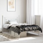 vidaXL Cadre de lit métal sans matelas et tête de lit blanc 107x203 cm