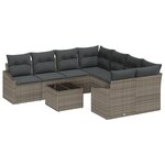 vidaXL Ensemble de salle à manger de jardin 9 pièces avec coussins gris en rattan poly