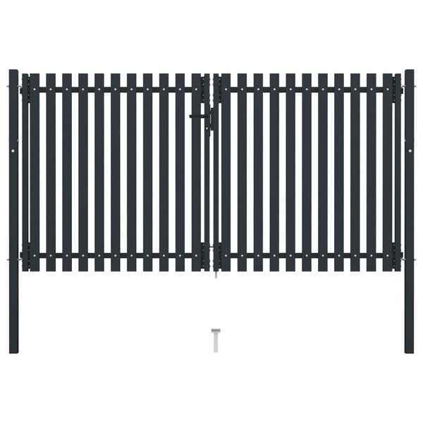 vidaXL Portail de clôture à double porte Acier 306x220 cm Anthracite