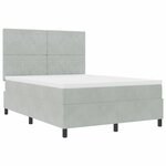 Lit à ressort vidaXL avec matelas gris clair 160x200 cm en velours