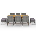 vidaXL Ensemble à manger de jardin 11 Pièces Gris