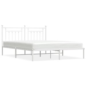 vidaXL Cadre de lit métal avec tête de lit blanc 183x213 cm