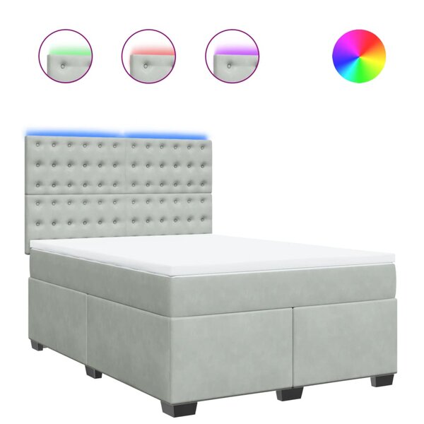 vidaXL Sommier à lattes de lit et matelas Gris clair 140x200cm Velours