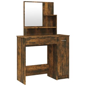 vidaXL Coiffeuse avec miroir Chêne fumé 86 5x35x136 cm
