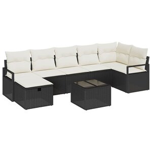 vidaXL Ensemble de Canapés avec coussin 8 Pièces Noir et Crème polyrotin