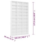 vidaXL Armoire à CD Blanc brillant 102x16x177 5 cm Bois d'ingénierie