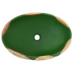 vidaXL Vasque à poser vert et marron ovale 59x40x15 cm céramique