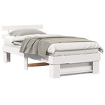 vidaXL Cadre de lit avec tête de lit Blanc 75 x 190 cm Pin massif