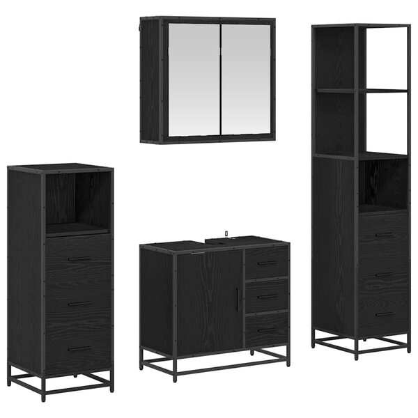 vidaXL Ensemble de mobilier de salle de bain 4 Pièces Chêne noir