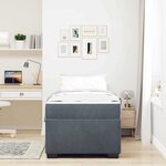 vidaXL Cadre de lit avec matelas Gris foncé 100 x 200 cm Velours