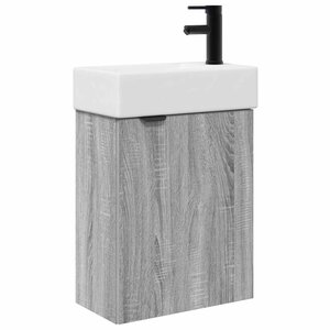 vidaXL Meuble de salle de bain avec robinet Sonoma gris