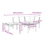 vidaXL Salon de jardin 4 Pièces avec coussins noir aluminium