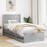 vidaXL Cadre de lit avec rangement et tête de lit Gris béton
