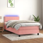 vidaXL Sommier à lattes de lit avec matelas LED Rose 80x200 cm Velours