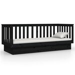vidaXL Lit de jour Noir 90x190 cm Bois de pin massif