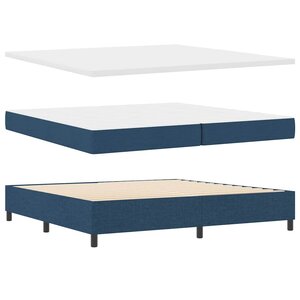 vidaXL Lit à ressort LED avec matelas Bleu 200 x 200 cm tissu