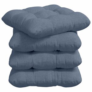 vidaXL Coussins de siège 4 Pièces Bleu 45 x 45 cm Tissu en velours côtelé