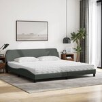 vidaXL Lit avec matelas Dover gris foncé 200x200 cm tissu