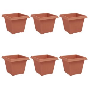 vidaXL Pot de Fleurs Carré 6 Pièces Rouge brique 20 x 20 x 16 cm