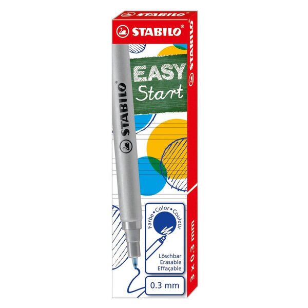Pack de 3 recharges stabilo easyoriginal 0 3 mm bleu effaçable x 24 stabilo