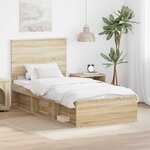 vidaXL Cadre de lit Chêne Sonoma 75 x 190 cm Bois de pin massif