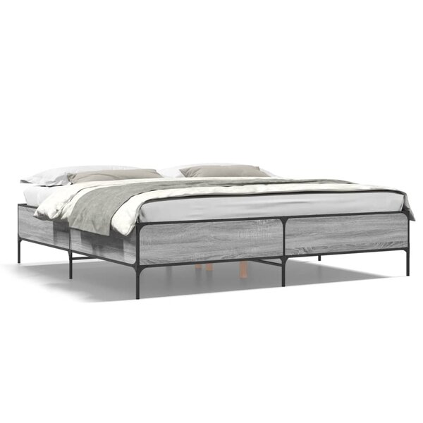 vidaXL Cadre de lit sans matelas sonoma gris 200x200 cm