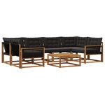 vidaXL Ensemble de canapés d'extérieur 7 pc Naturel et noir