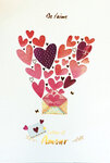 69-3136 Carte Je t'aime Lettre d'Amour Cœurs qui s'envolent d'une Enveloppe Peinture Aquarelle Romantique -Finitions Dorure Or Doré + Gaufrage en Relief +1 Enveloppe Format 12x17cm -Fabriqué en Europe