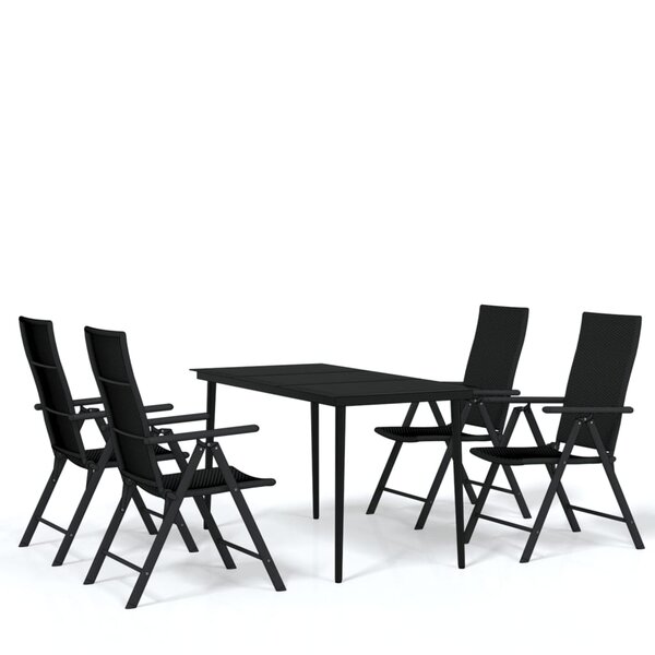 vidaXL Ensemble à manger de jardin 5 Pièces Noir
