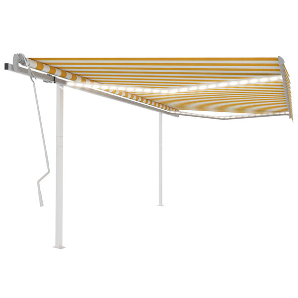 vidaXL Auvent manuel rétractable avec LED 4 5x3 5 m Jaune et blanc