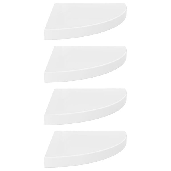 vidaXL Étagères d'angle flottantes 4Pièces blanc brillant 35x35x3 8cm MDF