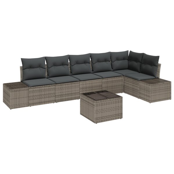 vidaXL Ensemble de canapé de jardin de 6 pièces avec coussins en poly rattan noir
