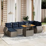 vidaXL Salon de jardin 8 Pièces avec coussins gris résine tressée