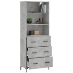 vidaXL Buffet haut Gris béton 69 5x34x180 cm Bois d'ingénierie