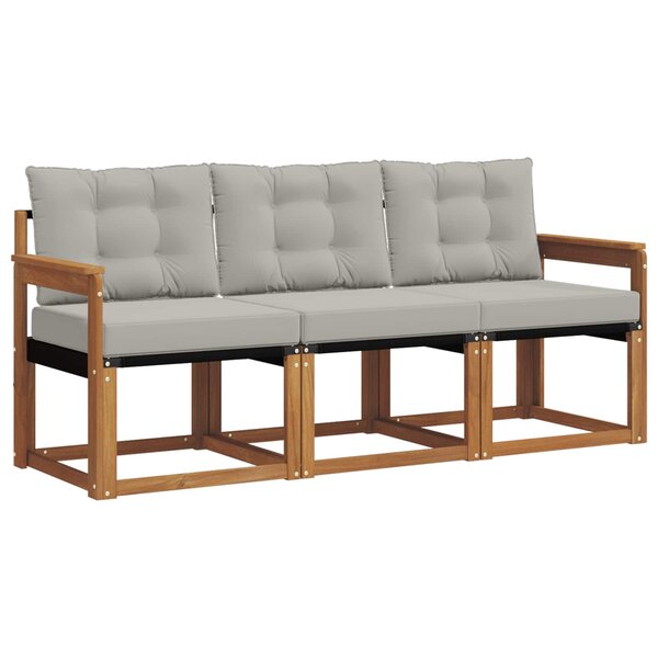 vidaXL Ensemble de canapés d'extérieur 3 pc Gris Naturel et Clair