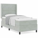 Lit Box Spring vidaXL avec Matelas Gris Clair 100x200 cm Velours