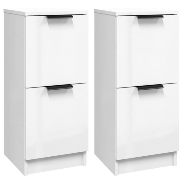 vidaXL Buffets 2 Pièces Blanc brillant 30x30x70 cm Bois d'ingénierie